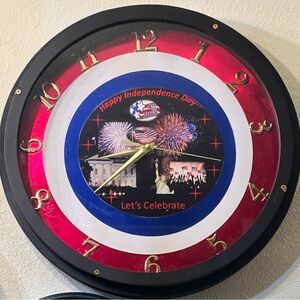 Independence Day Wall Clock - Red, White & Blue Celebration